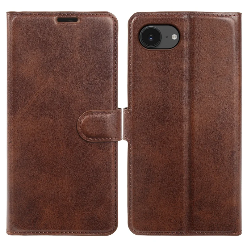 Für iPhone 17e / 16e Tasche Ständer Brieftasche Kalbsleder-Optik PU-Leder Klapptasche - Braun