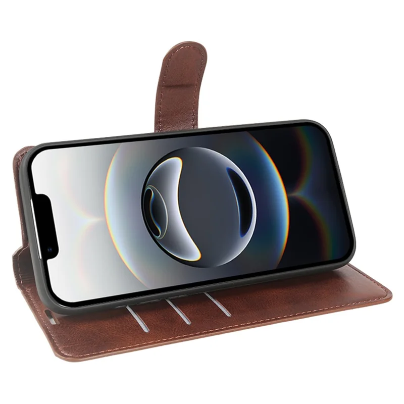 Für iPhone 17e / 16e Tasche Ständer Brieftasche Kalbsleder-Optik PU-Leder Klapptasche - Braun