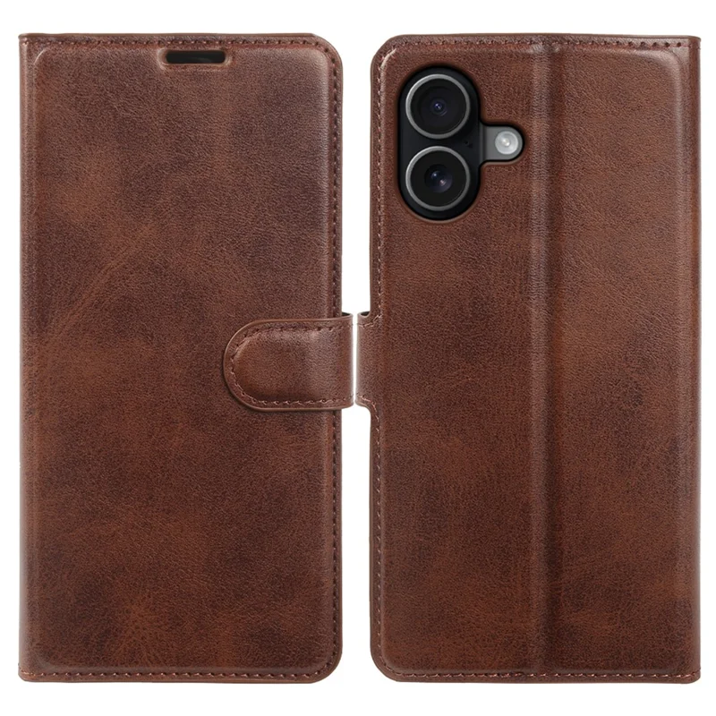 For iPhone 17 Case Stand Wallet Calf Texture PU Leather Flip Phone Cover - Brown