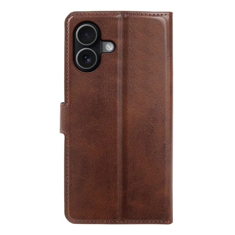 For iPhone 17 Case Stand Wallet Calf Texture PU Leather Flip Phone Cover - Brown