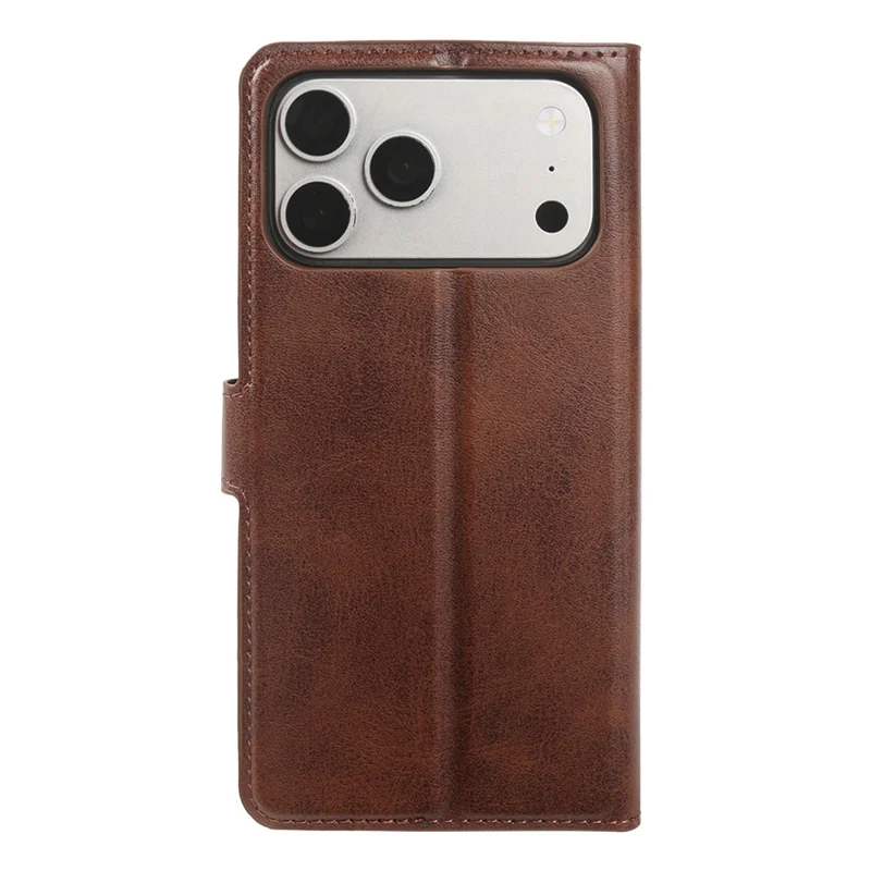 Capa Carteira Suporte para iPhone 17 Pro Max, Capa de Couro PU com Textura de Bezerro, Cor Marrom