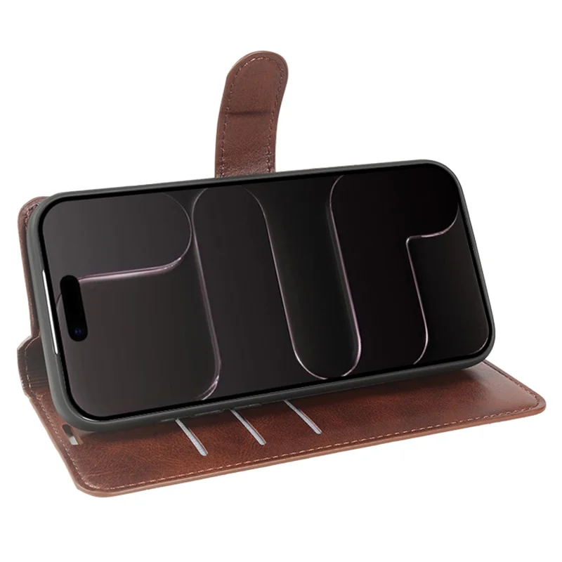 Cover con supporto portafoglio in ecopelle con texture a vitello per iPhone Air, custodia pieghevole - Marrone