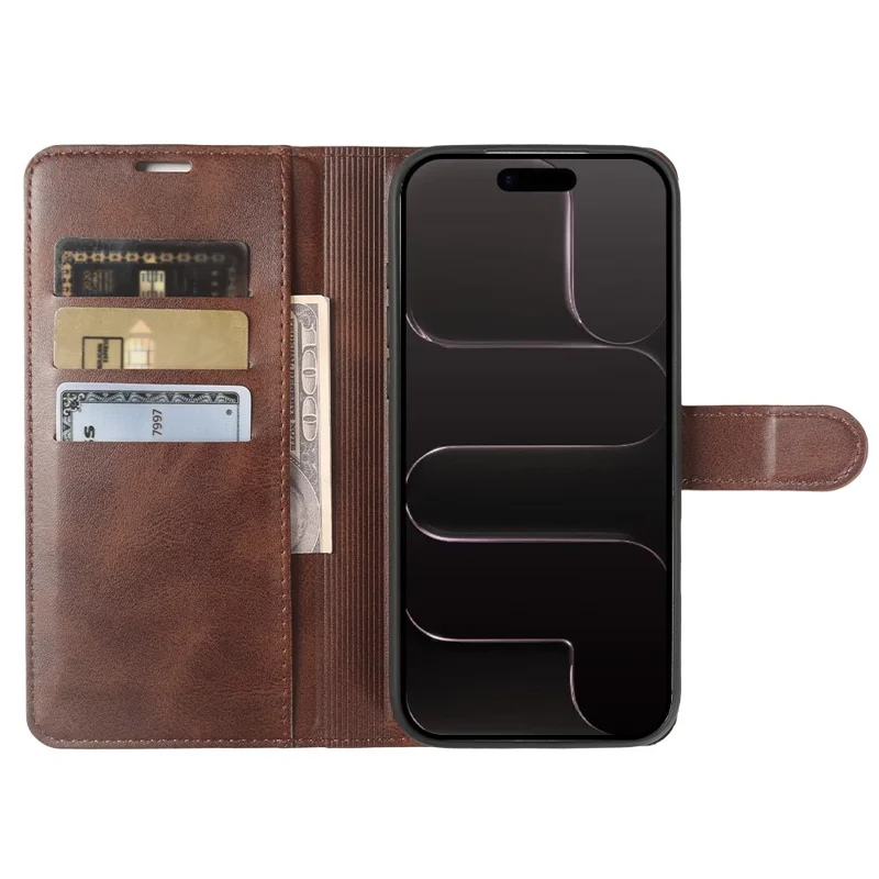 Cover con supporto portafoglio in ecopelle con texture a vitello per iPhone Air, custodia pieghevole - Marrone