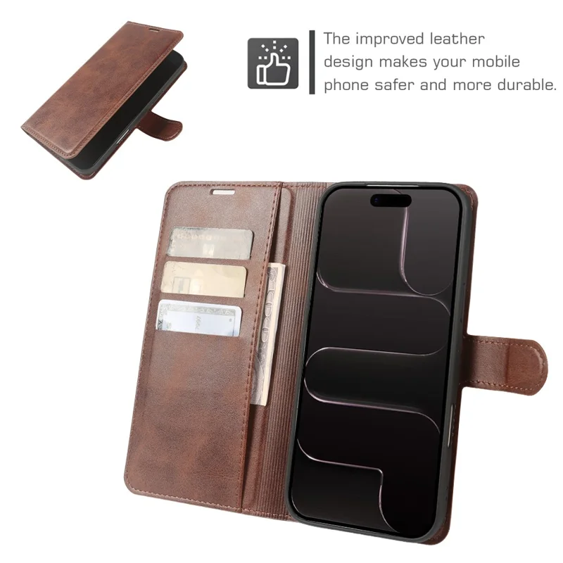 Cover con supporto portafoglio in ecopelle con texture a vitello per iPhone Air, custodia pieghevole - Marrone