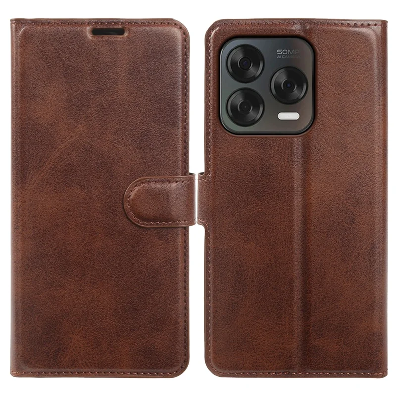 Cover per ZTE Blade V70 Vita con Supporto e Portafoglio in Pelle PU con Texture di Vitello - Marrone