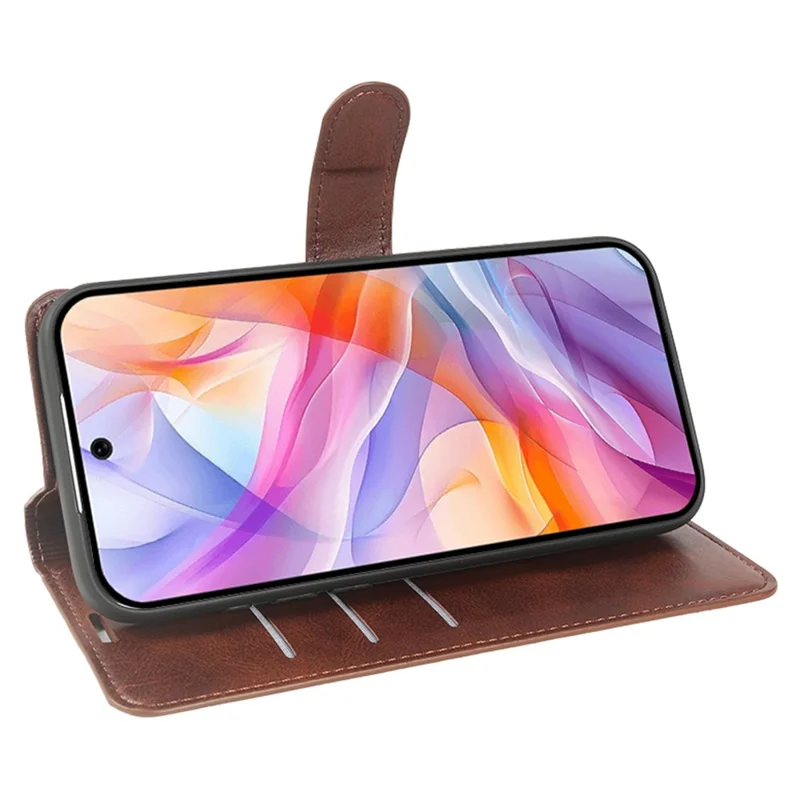 Cover per ZTE Blade V70 Vita con Supporto e Portafoglio in Pelle PU con Texture di Vitello - Marrone
