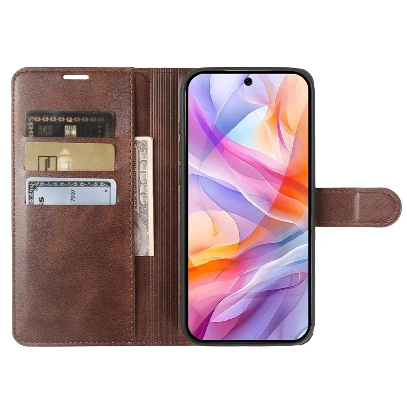 Cover per ZTE Blade V70 Vita con Supporto e Portafoglio in Pelle PU con Texture di Vitello - Marrone