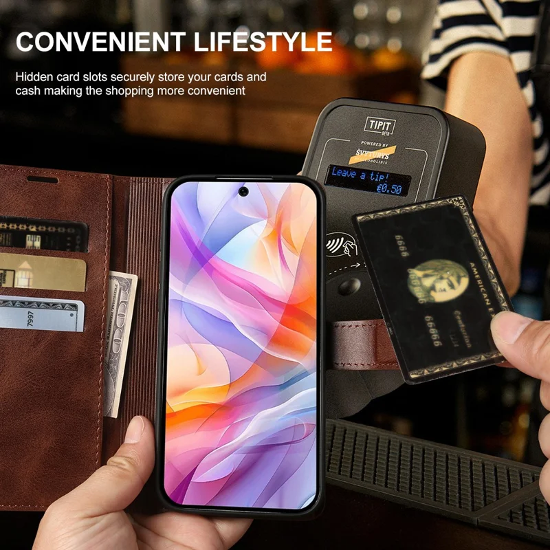 Cover per ZTE Blade V70 Vita con Supporto e Portafoglio in Pelle PU con Texture di Vitello - Marrone