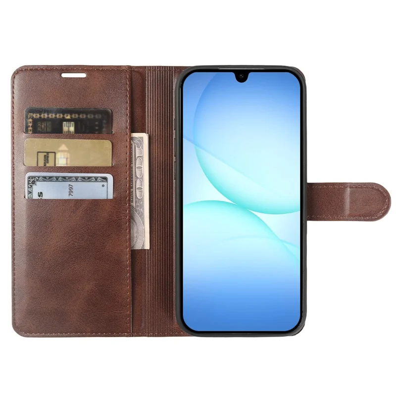 Flip Case til Samsung Galaxy A17 4G / A17 5G med stående funktion, wallet, kalvlæderstruktur i PU-læder - Brun