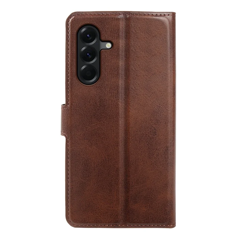 Custodia con supporto e portafoglio per Samsung Galaxy A56 5G, in ecopelle con texture effetto vitello, color marrone