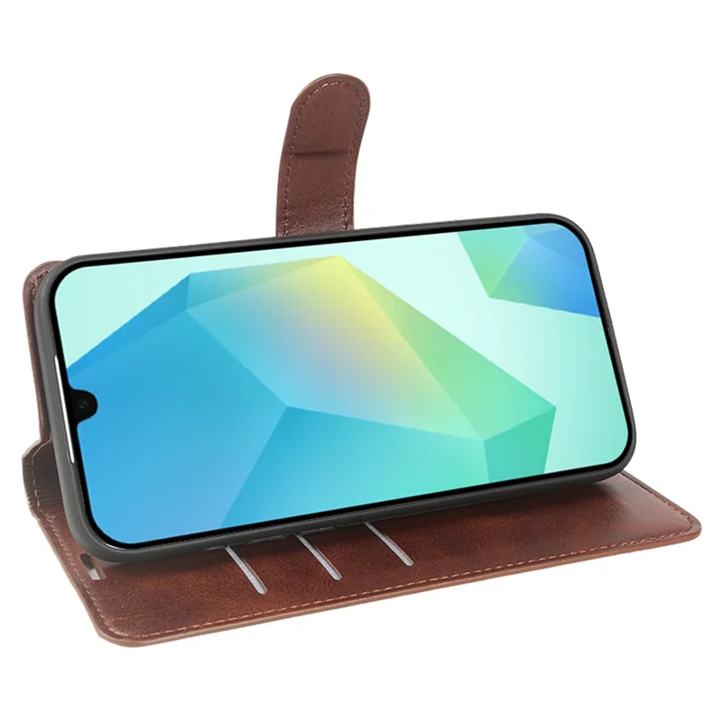 For Samsung Galaxy A16 4G  /  A16 5G Case Stand Wallet Calf Texture PU Leather Flip Phone Cover - Brown