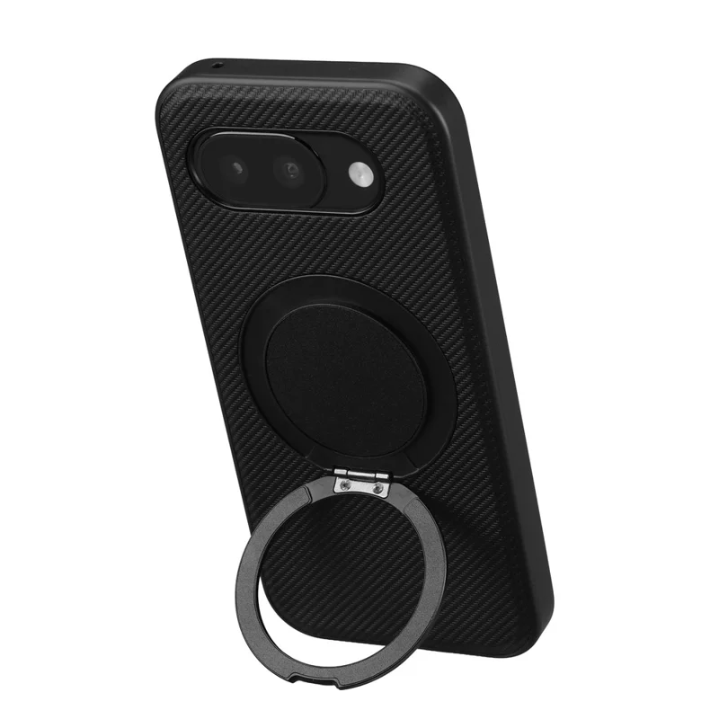 VILI TCY for Google Pixel 10a Magnetic Phone Case with Rotary Kickstand PC TPU Back Cover - Black