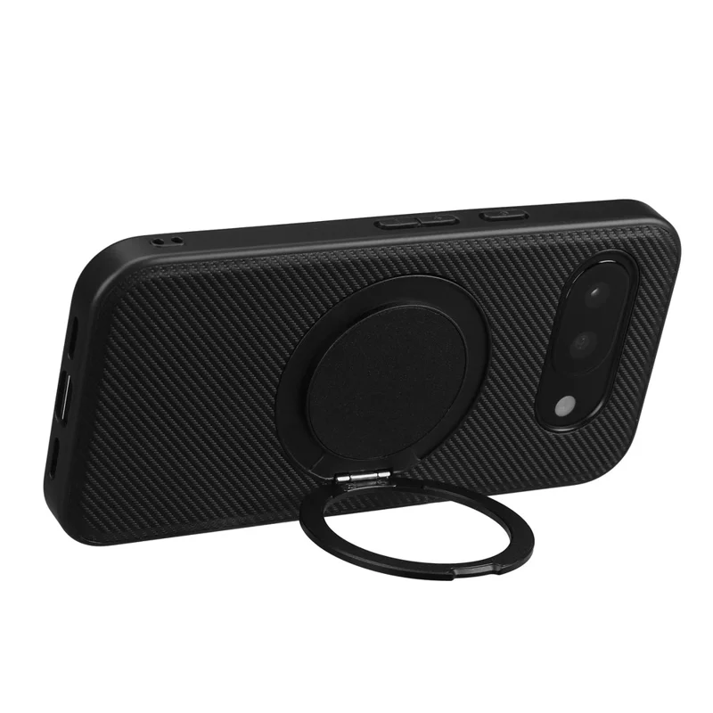 VILI TCY for Google Pixel 10a Magnetic Phone Case with Rotary Kickstand PC TPU Back Cover - Black