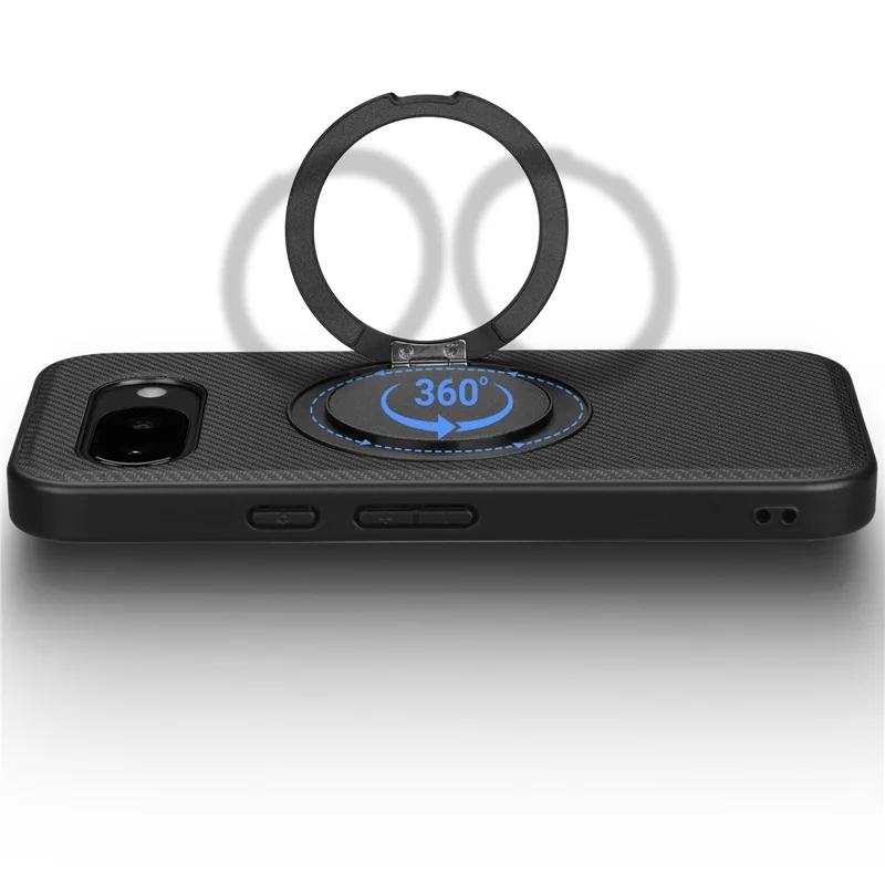 VILI TCY for Google Pixel 10a Magnetic Phone Case with Rotary Kickstand PC TPU Back Cover - Black