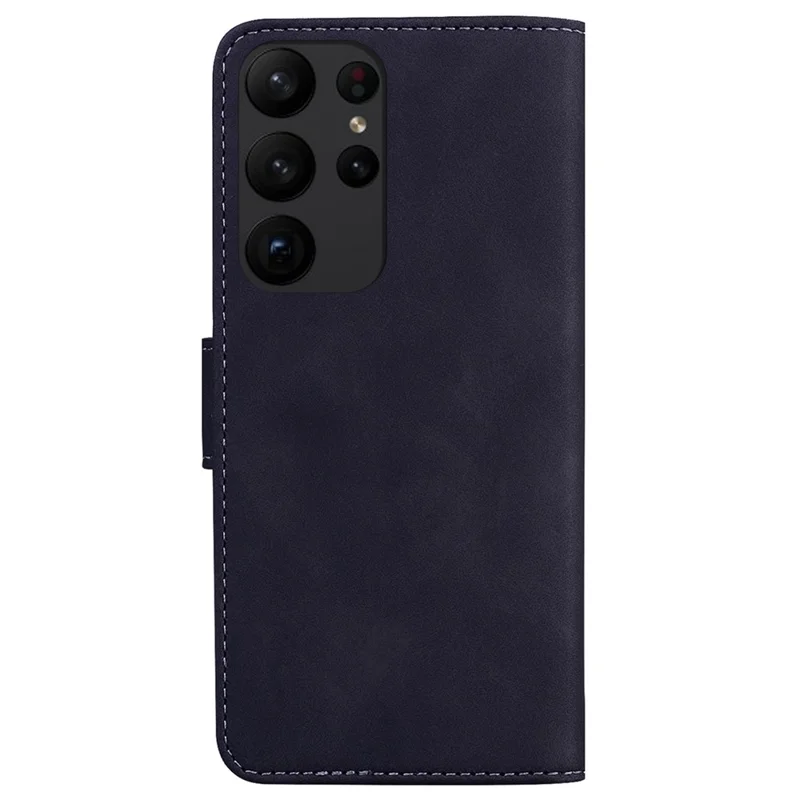 Для Samsung Galaxy S23 Ultra Solid Color PU Leather Wallet Case Magnetic Clasp Protective Flip Stand Phone Cover - Черный