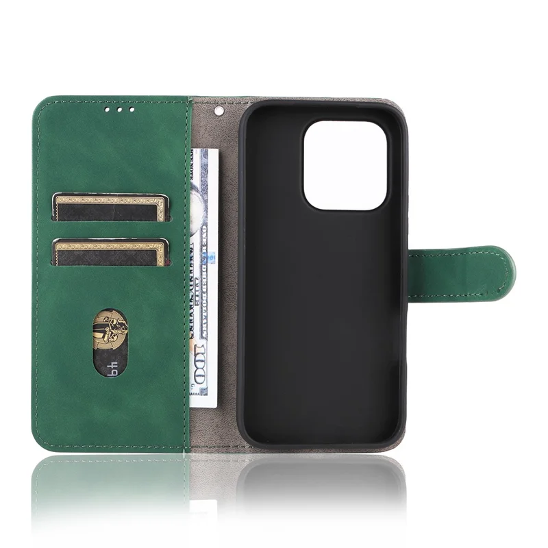 Funda tipo cartera con soporte de cuero para Honor 600 Lite 5G, tacto suave, resistente a caídas, tipo libro, color verde