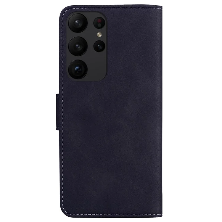 Para Samsung Galaxy S23 Ultra Butterfly Pattern Printing Flip Phone Case Skin-touch PU Leather Wallet Stand Full Protective Cover - Preto