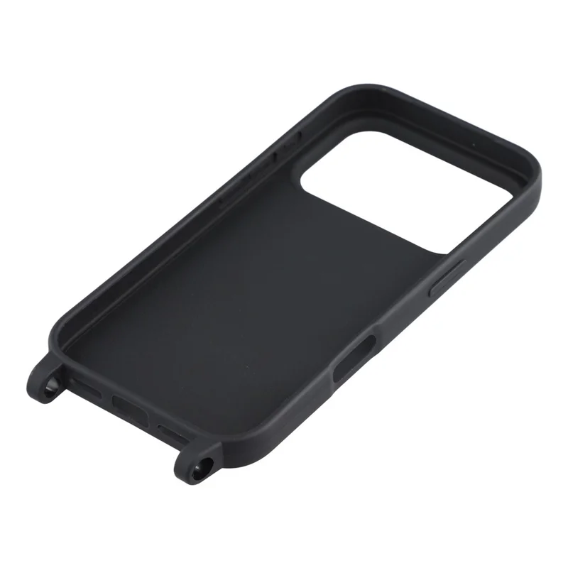 For iPhone 17 Pro Max Case with Long Lanyard TPU Soft Matte Phone Cover - Black