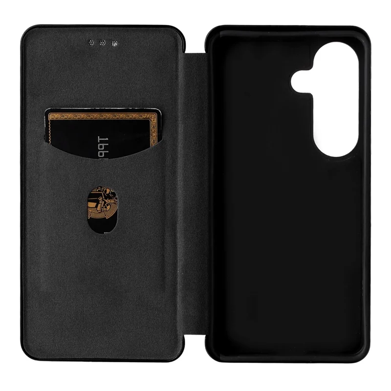 For Samsung Galaxy S26+ Case Carbon Fiber Texture Drop-Proof PU Leather Phone Cover - Black