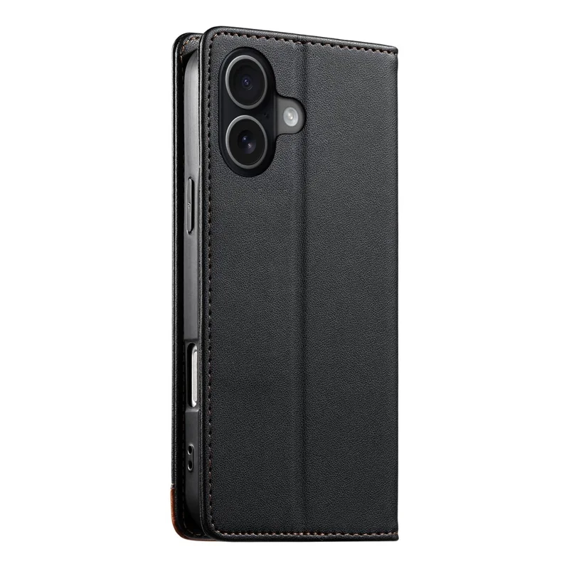 DIERFENG DF-018 for iPhone 17 Case RFID Blocking Wallet Leather Phone Cover with Color Splicing Logo Corner - Black