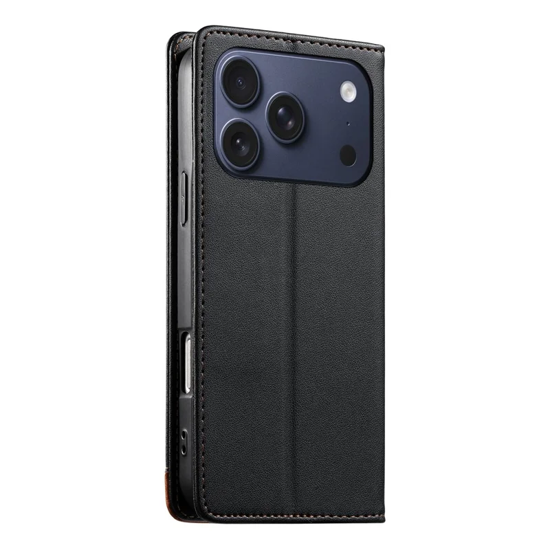 DIERFENG DF-018 for iPhone 17 Pro Case RFID Blocking Wallet Leather Phone Cover with Color Splicing Logo Corner - Black