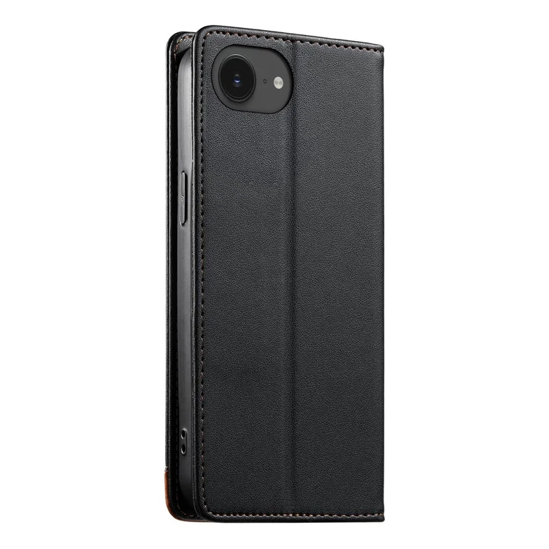 DIERFENG DF-018 for iPhone 17e  /  16e Case RFID Blocking Wallet Leather Phone Cover with Color Splicing Logo Corner - Black