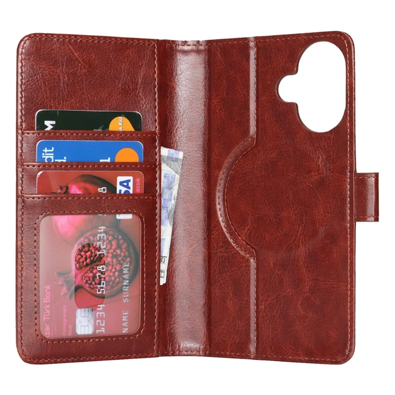 For iPhone 17 Magnetic Case Anti-Drop Detachable Wallet PU Leather Phone Cover - Dark Brown