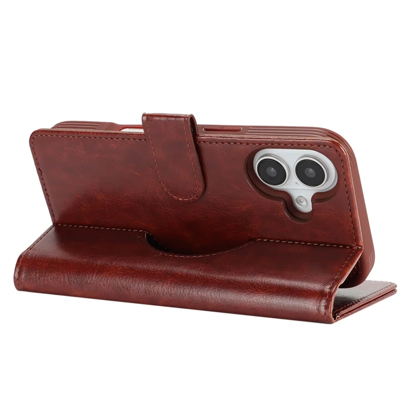 For iPhone 17 Magnetic Case Anti-Drop Detachable Wallet PU Leather Phone Cover - Dark Brown