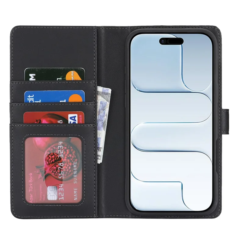 For iPhone Air Magnetic Case Anti-Drop Detachable Wallet PU Leather Phone Cover - Black