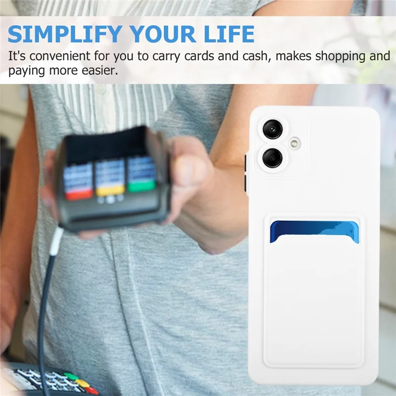 For Samsung Galaxy A07 5G / A07 4G Case Flexible TPU Phone Cover with Back Card Slot - White