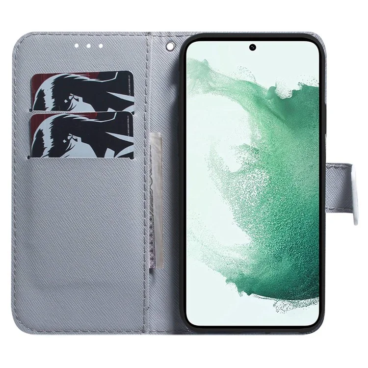 Per Samsung Galaxy S23 Pattern Printing PU Leather Wallet Magnetic Cover Viewing Stand Shockproof Flip Phone Case - Tiger Head