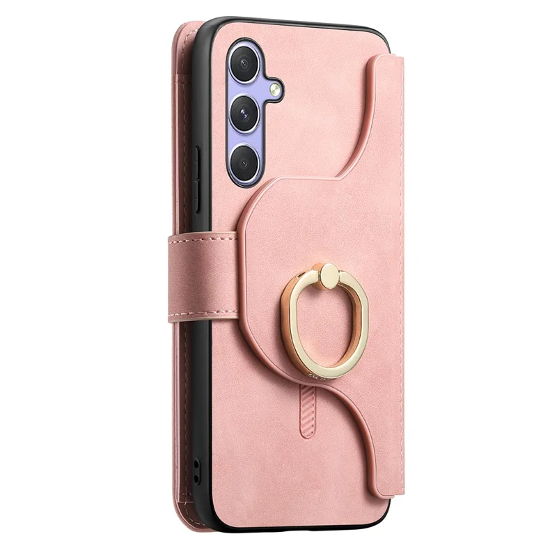 For Samsung Galaxy A17 4G  /  A17 5G Magnetic Leather Case with Detachable RFID Blocking Zipper Wallet Cover - Pink