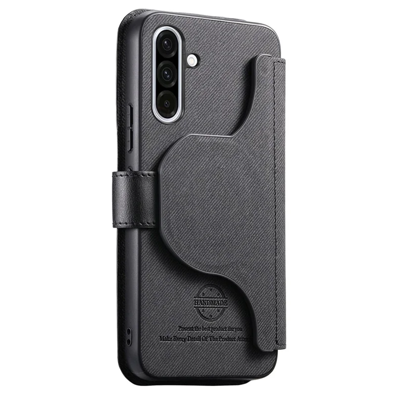 For Samsung Galaxy A56 5G Magnetic Case RFID Blocking Detachable Wallet Stand Cloth Texture Leather Phone Cover - Black