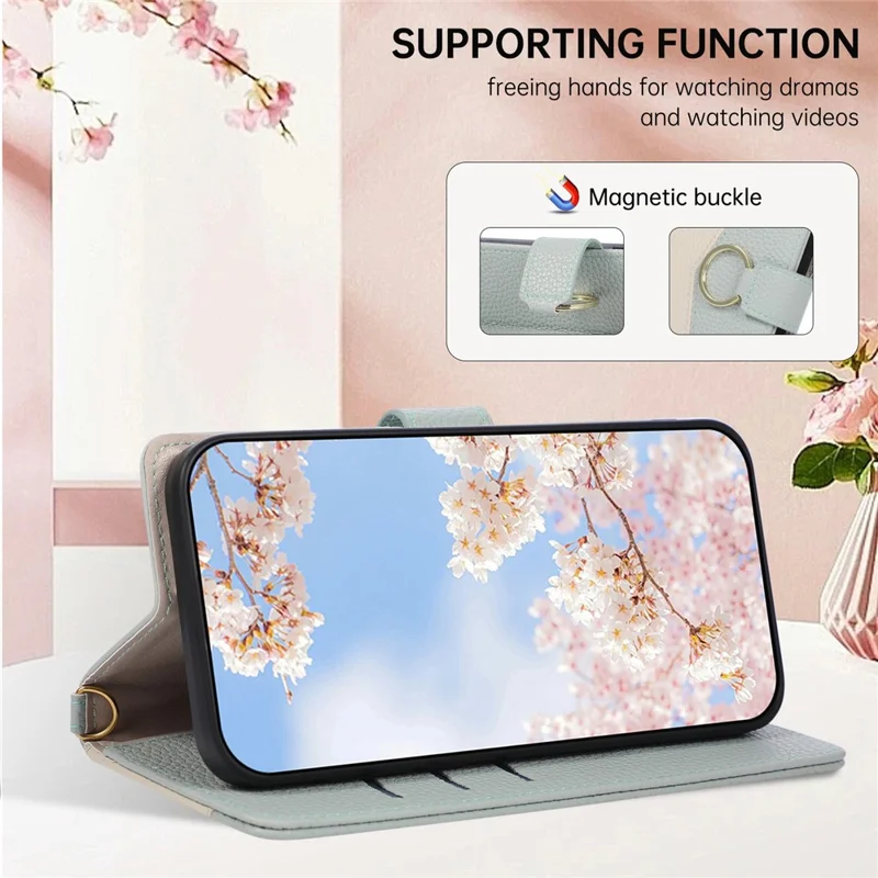 Wallet Case for Xiaomi Poco F7 Ultra 5G  /  Redmi K80 Pro 5G Triangular Splicing Zipper Leather Flip Cover with Wrist Strap - Blue