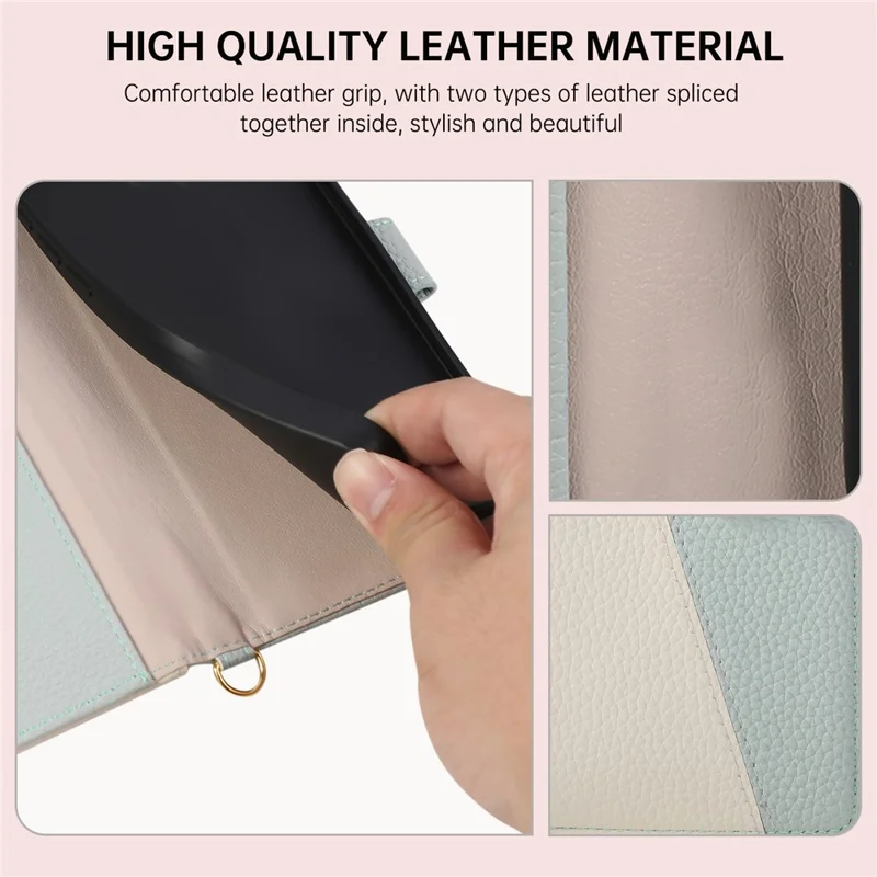 Wallet Case for Xiaomi Poco F7 Ultra 5G  /  Redmi K80 Pro 5G Triangular Splicing Zipper Leather Flip Cover with Wrist Strap - Blue