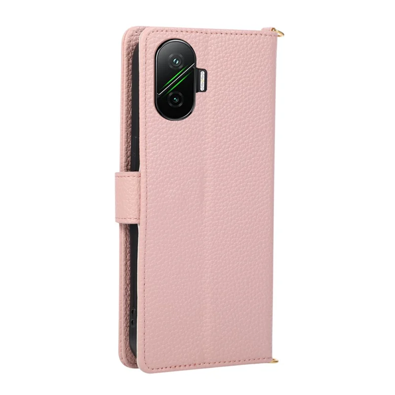 Wallet Case for Xiaomi Redmi Turbo 4 Pro 5G / Poco F7 5G Triangular Splicing Zipper Leather Flip Cover with Wrist Strap - Pink