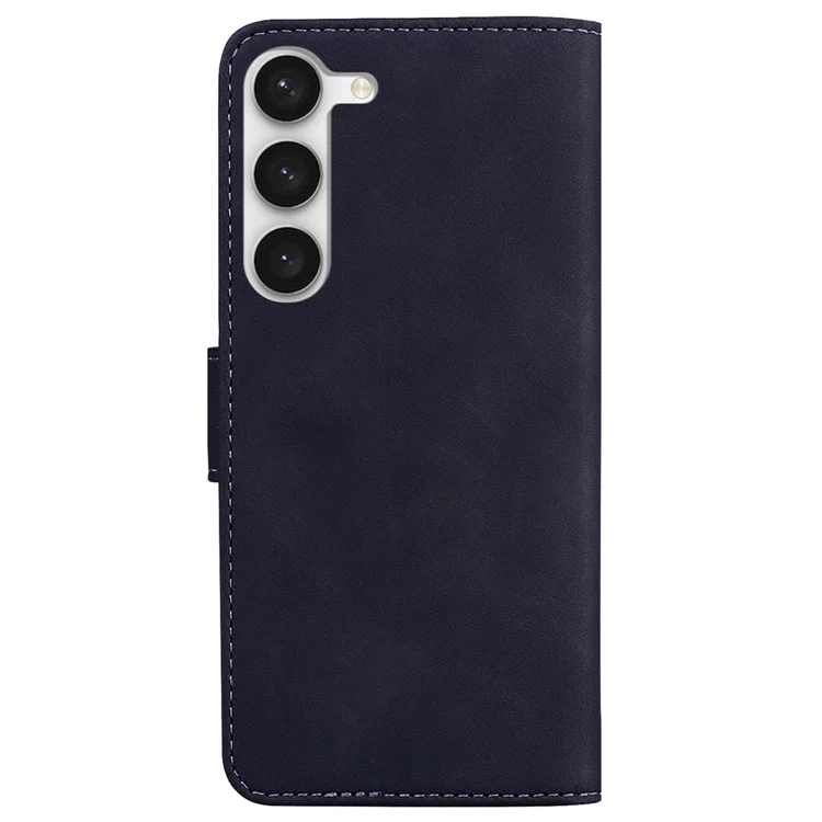 Для Samsung Galaxy S23 Solid Color Flip PU Leather Case Wallet Style Magnetic Closure Stand Shockproof Protective Phone Cover - Black