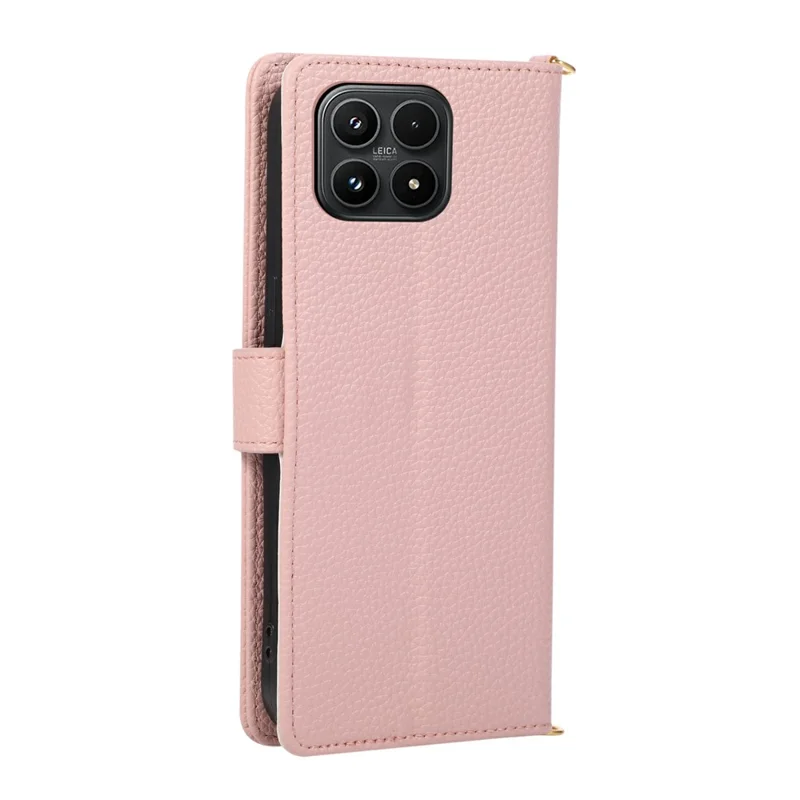 Coque portefeuille pour téléphone Xiaomi 17 Triangle Splicing Anneau Support Cuir Fermeture Étanche - Rose