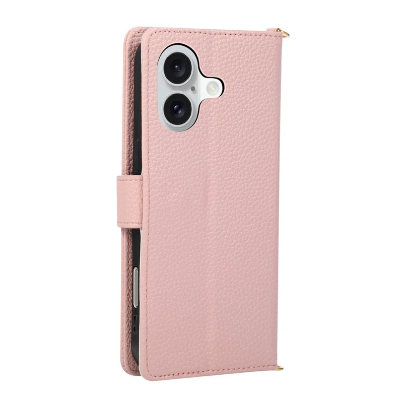 Coque portefeuille pour iPhone 16, support à anneau, fermeture à glissière, cuir PU, rabat avec fentes pour cartes, motif patchwork triangulaire - Rose