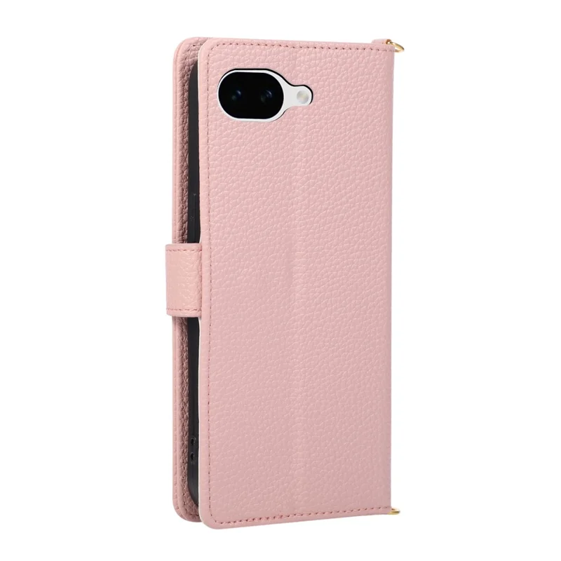 For Google Pixel 10a Triangular Splicing Zipper Leather Flip Cover with Wrist Strap - Pink