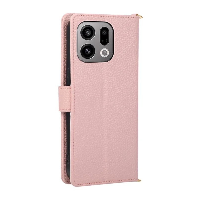 Etui z uchwytem w kształcie trójkąta i portfelem z zatrzaskiem magnetycznym dla Oppo Find X9 5G, różowe, z funkcją stojaka i odpornością na wstrząsy