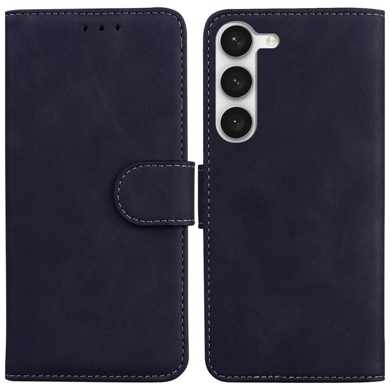 Stand Wallet Phone Case for Samsung Galaxy S23+, PU Leather + TPU Shockproof Smartphone Cover - Black