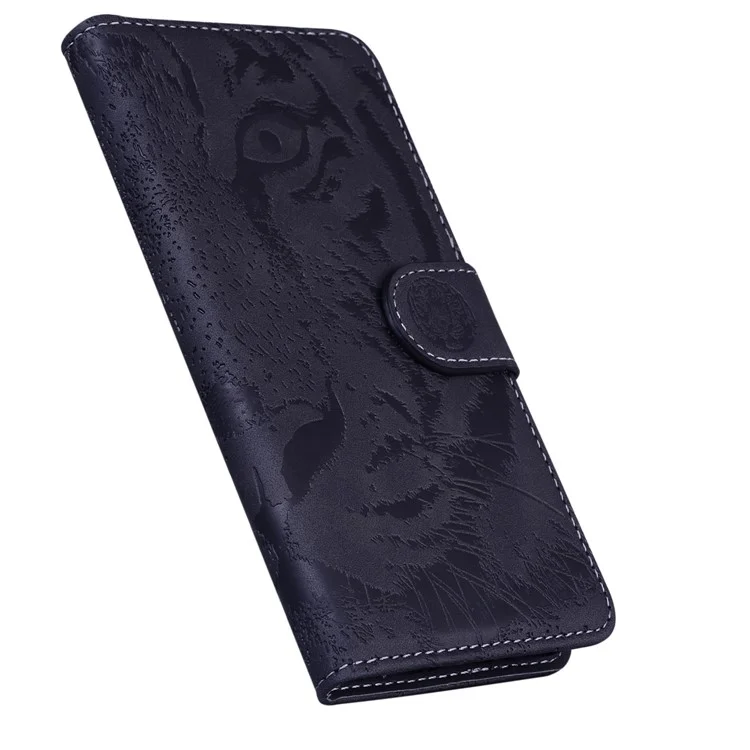 For Samsung Galaxy S23+ Anti-scratch PU Leather Smartphone Cover Stand Imprinting Tiger Pattern Magnetic Clasp Phone Wallet Case - Black