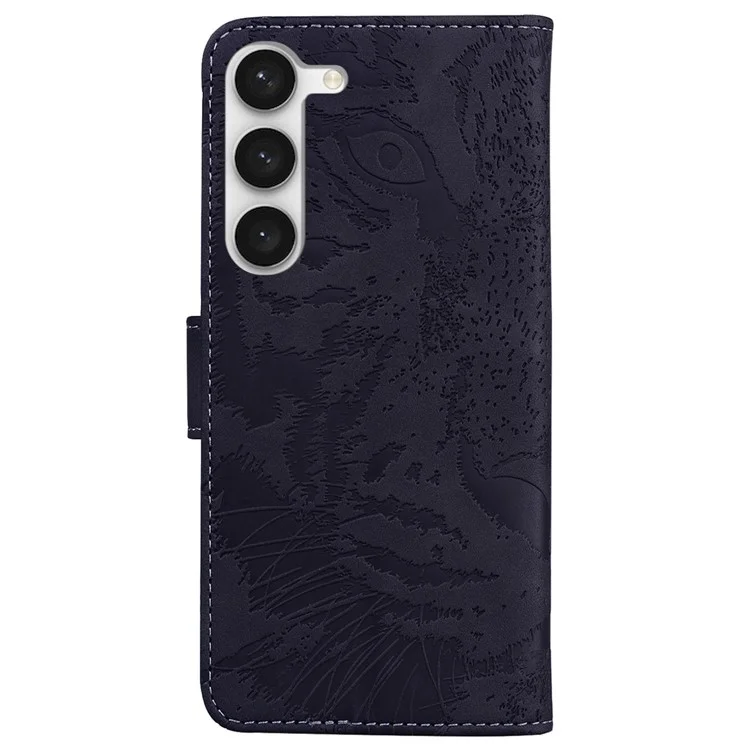 For Samsung Galaxy S23+ Anti-scratch PU Leather Smartphone Cover Stand Imprinting Tiger Pattern Magnetic Clasp Phone Wallet Case - Black