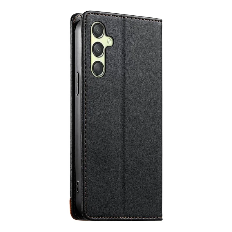 DIERFENG DF-018 for Samsung Galaxy A25 5G (Global) (161mm) Case RFID Blocking Wallet Leather Phone Cover with Color Splicing Logo Corner - Black