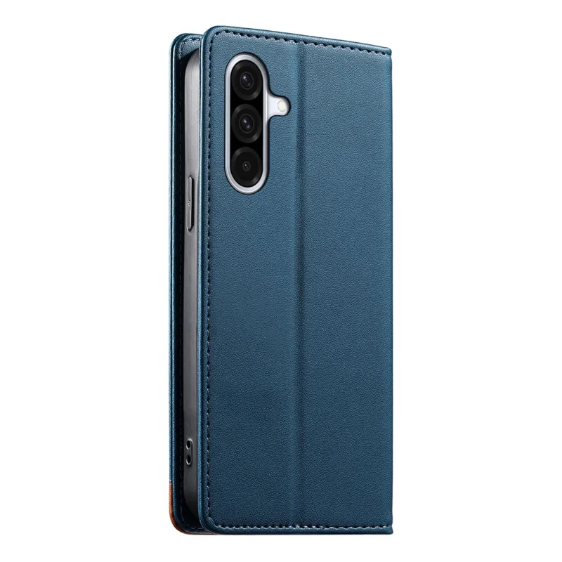 DIERFENG DF-018 for Samsung Galaxy A37 5G Case RFID Blocking Wallet Leather Phone Cover with Color Splicing Logo Corner - Blue