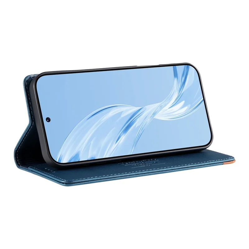 DIERFENG DF-018 for Samsung Galaxy A37 5G Case RFID Blocking Wallet Leather Phone Cover with Color Splicing Logo Corner - Blue