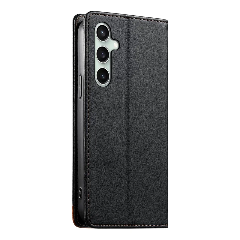 DIERFENG DF-018 for Samsung Galaxy S24 FE Case RFID Blocking Wallet Leather Phone Cover with Color Splicing Logo Corner - Black