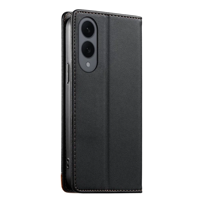 DIERFENG DF-018 for Samsung Galaxy S25 Edge Case RFID Blocking Wallet Leather Phone Cover with Color Splicing Logo Corner - Black