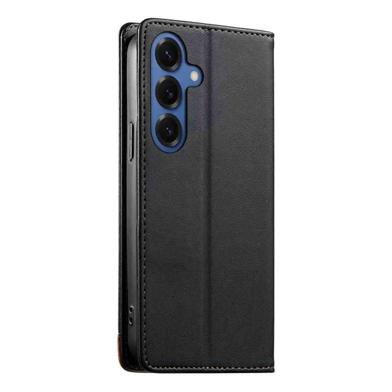 DIERFENG DF-018 pour Samsung Galaxy S26 étui portefeuille en cuir avec blocage RFID, couverture de téléphone avec logo en assemblage de couleurs coin - Noir